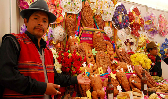 Halloween in Peru - man selling halloween holiday treats