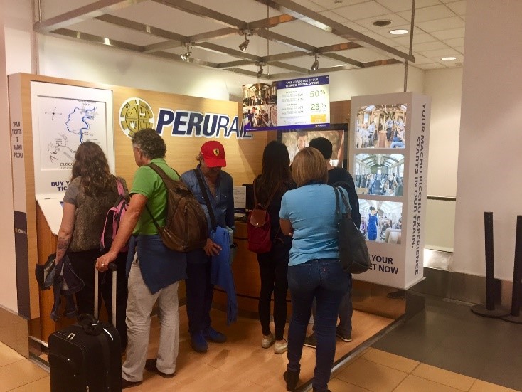 Peru Rail booth Lima Airport 