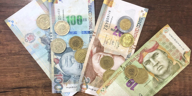 notas e moedas peruanas - moeda do peru